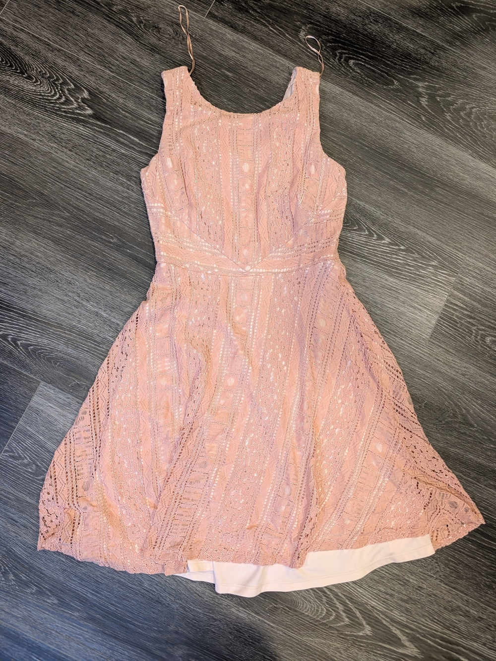 Blush Pink Lace Fit-and-Flare Dress